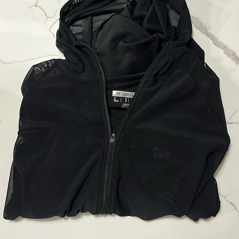 Sheer forever 21 cropped full zip jacket
